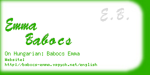 emma babocs business card